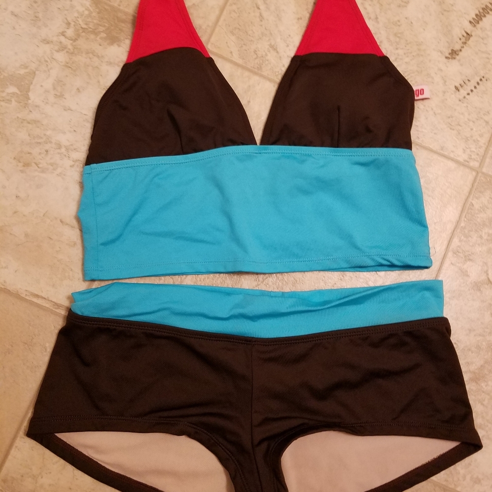 Bongo multi halter tankini short bikini set